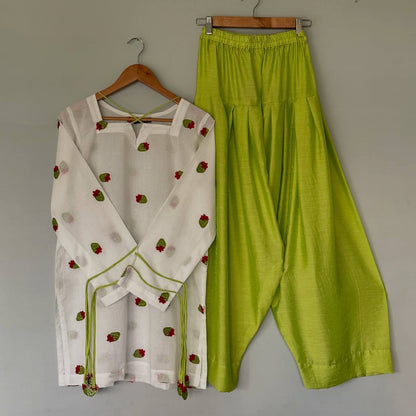 Elegant Cotton Farshi Set – Cambric Embroidered Designer Wear