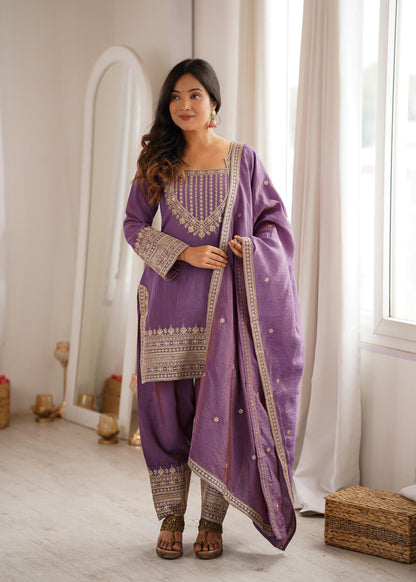 Royal Yoke Farshi Suit – Dori & Sequence Work Collection