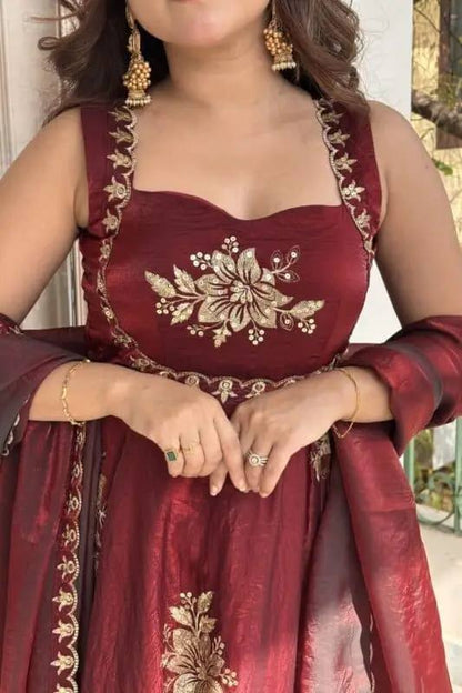 Flowy Flair Anarkali Set – Fendy Silk Embroidered Suit