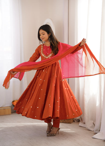 Shine & Twirl Anarkali Set – Mirror Work Designer Look