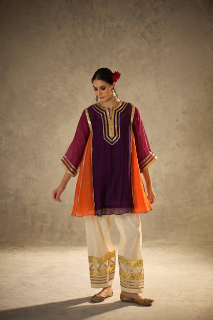 Celebrity Inspired Chinon Co-Ord Set with Fancy Gota Patti Work