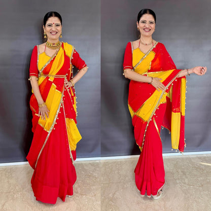 Red & Yellow Dual Combination Saree