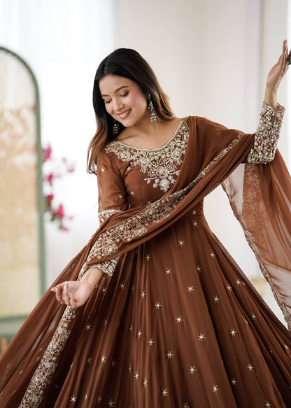Elegant Embroidered Rainbow Sequence Designer Anarkali 3-Piece Set