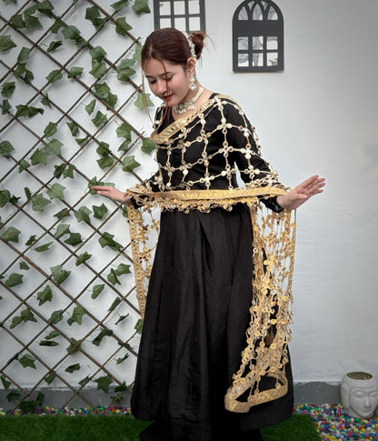 Premium Real Mirror Dupatta Anarkali Set