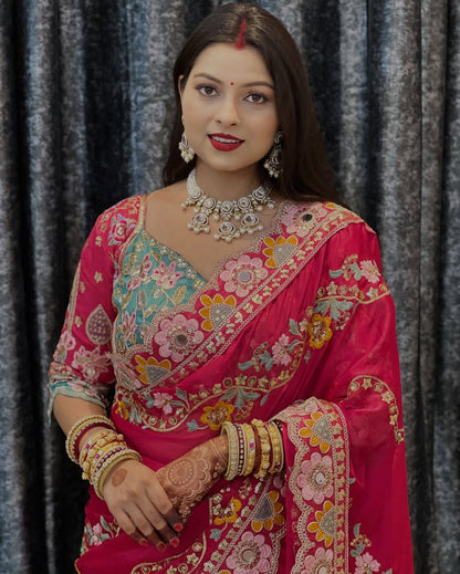 Soft Rangoli Silk Saree With Stitched Blouse