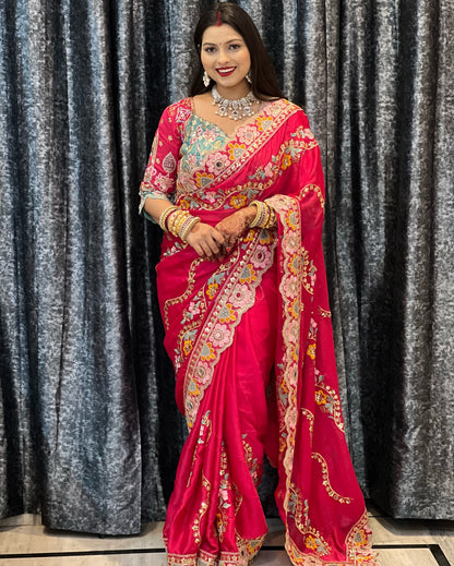 Soft Rangoli Silk Saree With Stitched Blouse