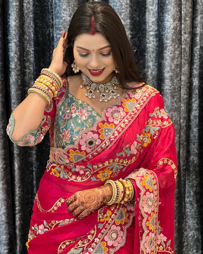 Soft Rangoli Silk Saree With Stitched Blouse